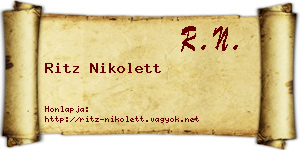 Ritz Nikolett névjegykártya